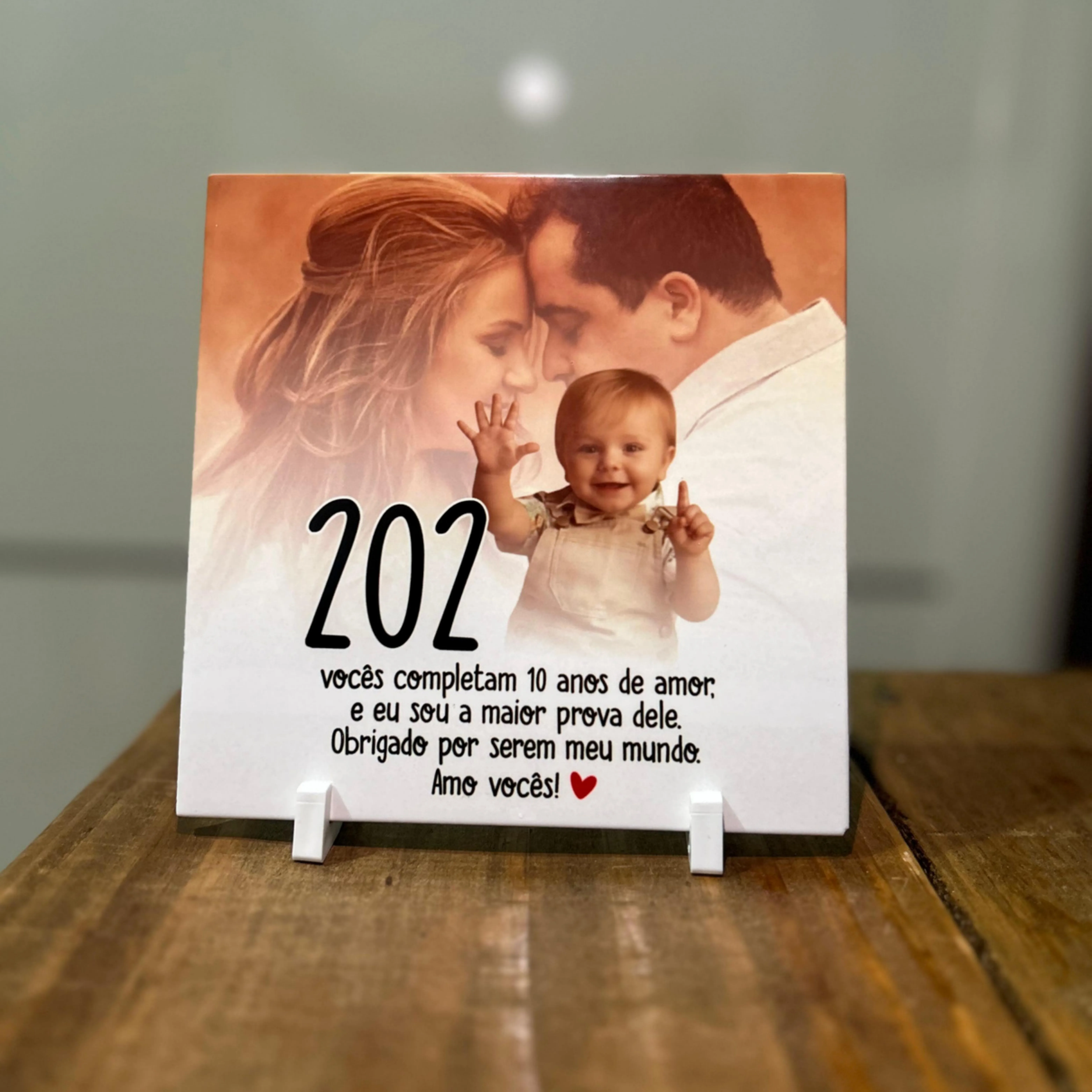 Azulejo personalizado 15x15cm com suporte